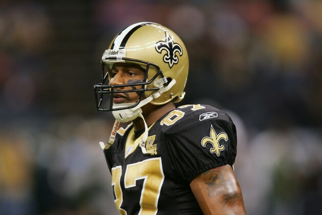 NEW ORLEANS - OCTOBER 29:  Wide receiver Joe Horn #87 of the New Orleans Saints looks on against the Baltimore Ravens at the Louisiana Superdome on October 29, 2006 in New Orleans, Louisiana. The Ravens defeated the Saints 35-22. (Photo by Ronald Martinez/Getty Images)