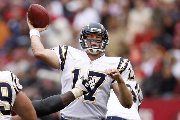 Chargers quarterback Phillip Rivers throws to the endzone for a touchdown as the San Diego Chargers defeated the San Francisco 49ers by a score of 48 to 19 at Monster Park, San Francisco, California, October 15, 2006. (Photo by Robert B. Stanton/NFLPhotoLibrary)