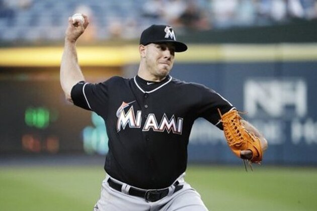 Miami Marlins starting pitcher Jose Fernandez throws in the first inning of a baseball game against the Atlanta Braves in Atlanta, Wednesday, Sept. 14, 2016. (AP Photo/David Goldman)