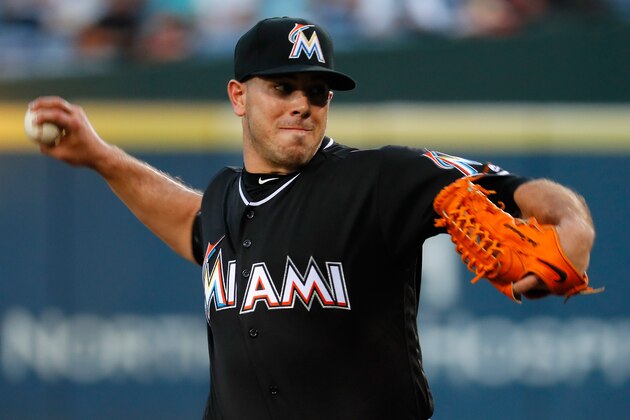 ATLANTA, GA - SEPTEMBER 14:  Jose Fernandez #16 of the Miami Marlins pitches in the first inning to the Atlanta Braves at Turner Field on September 14, 2016 in Atlanta, Georgia.  (Photo by Kevin C. Cox/Getty Images)