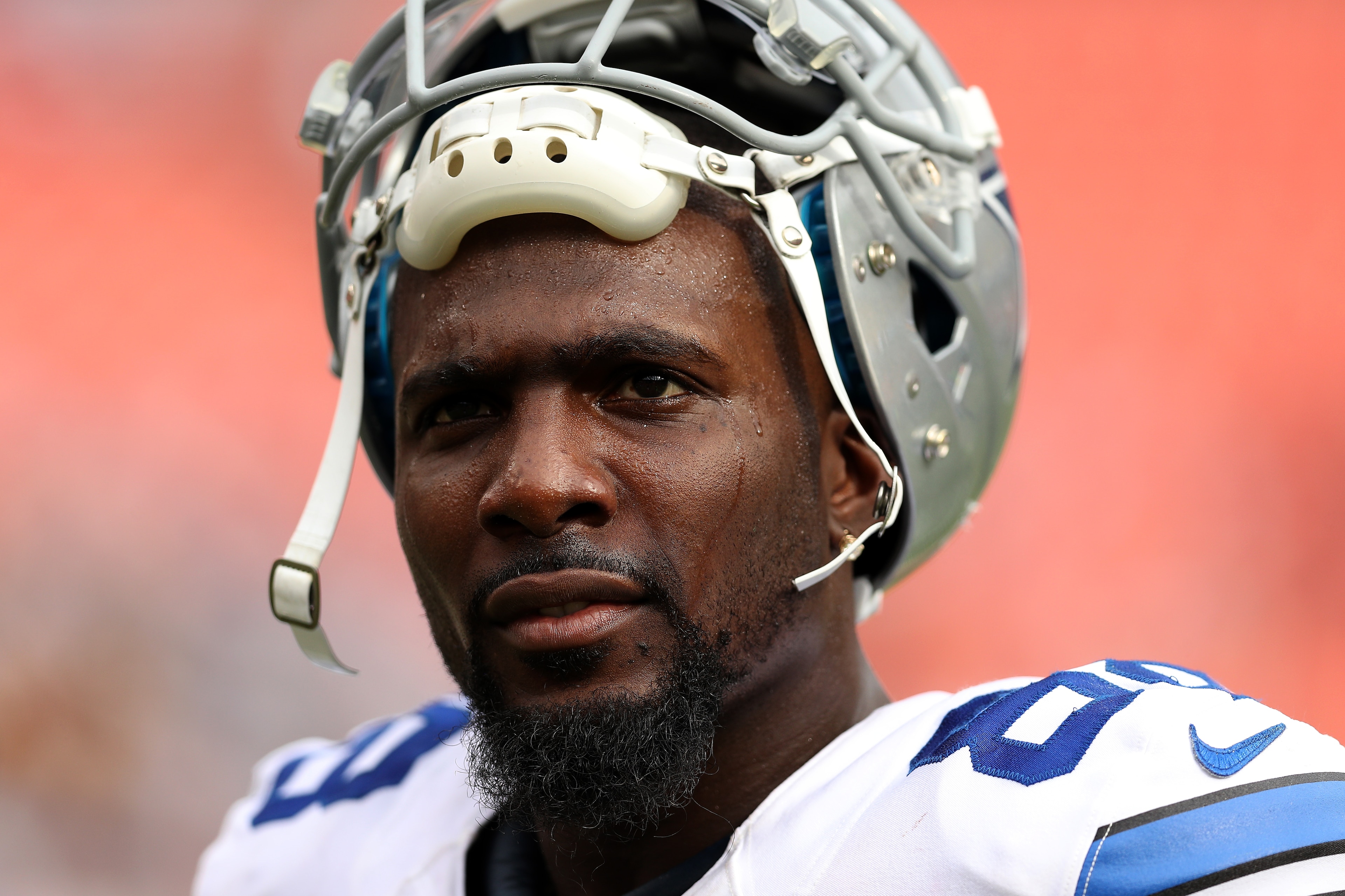 LANDOVER, MD - SEPTEMBER 18: Wide receiver Dez Bryant #88 of the Dallas Cowboys  looks on after the Dallas Cowboys defeated Washington Redskins 27-23 at FedExField on September 18, 2016 in Landover, Maryland. (Photo by Patrick Smith/Getty Images)