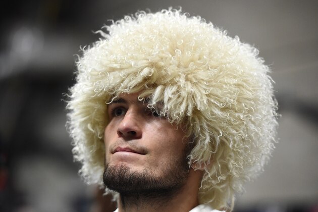 TAMPA, FL - APRIL 16:   Khabib Nurmagomedov prepares to enter the Octagon before facing Darrell Horcher in their lightweight bout during the UFC Fight Night event at Amalie Arena on April 16, 2016 in Tampa, Florida. (Photo by Mike Roach/Zuffa LLC/Zuffa LLC via Getty Images)
