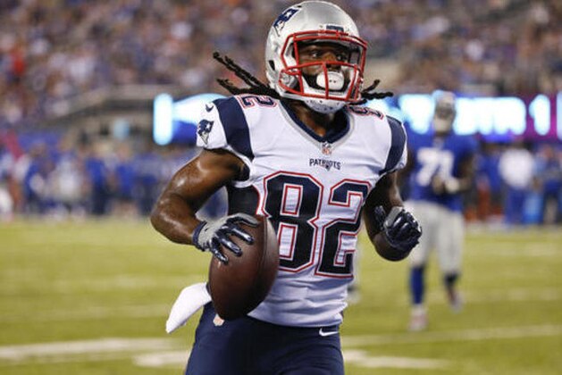 New England Patriots wide receiver Keshawn Martin runs for a touchdown during the first half of a preseason NFL football game against the New York Giants on Thursday, Sept. 1, 2016, in East Rutherford, N.J. (AP Photo/Kathy Willens)