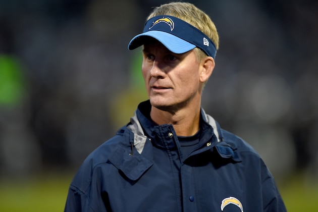 OAKLAND, CA - DECEMBER 24:  Head coach Mike McCoy of the San Diego Chargers looks on while his team warms up prior to playing the Oakland Raiders in an NFL football game at O.co Coliseum on December 24, 2015 in Oakland, California.  (Photo by Thearon W. Henderson/Getty Images)