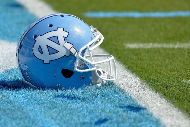 CHAPEL HILL, NC - SEPTEMBER 17:  Detail photo of North Carolina Tar Heels football helmets during the game against the James Madison Dukes at Kenan Stadium on September 17, 2016 in Chapel Hill, North Carolina.  (Photo by Grant Halverson/Getty Images)