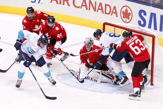 TORONTO, ON - SEPTEMBER 27: Anze Kopitar #11 of Team Europe takes a shot on net during the first period of Game One of the World Cup of Hockey final series at the Air Canada Centre on September 27, 2016 in Toronto, Canada. (Photo by Dennis Pajot/Getty Images)