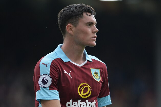 BURNLEY, ENGLAND - AUGUST 20: Michael Keane of Burnley in action during the Premier League match between Burnley FC and Liverpool FC at Turf Moor on August 20, 2016 in Burnley, England. (Photo by Mark Runnacles/Getty Images)