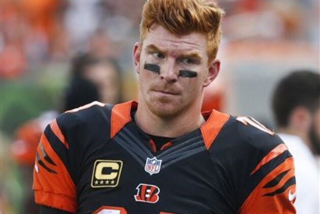 Cincinnati Bengals quarterback Andy Dalton walks the sidelines during the second half of an NFL football game against the Denver Broncos, Sunday, Sept. 25, 2016, in Cincinnati. (AP Photo/Frank Victores)