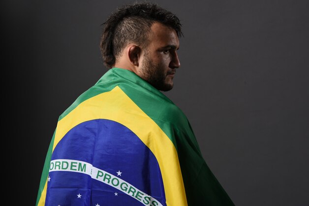 SIOUX FALLS, SD - JULY 13:   John Lineker poses for a post fight portrait backstage during the UFC Fight Night event on July 13, 2016 at Denny Sanford Premier Center in Sioux Falls, South Dakota. (Photo by Mike Roach/Zuffa LLC/Zuffa LLC via Getty Images)