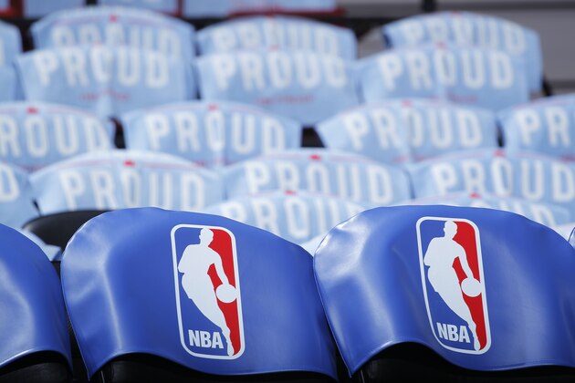 SACRAMENTO, CA - NOVEMBER 6: A general shot of the NBA logo inside the arena prior to the game between the Houston Rockets and Sacramento Kings on November 6, 2015 at Sleep Train Arena in Sacramento, California. NOTE TO USER: User expressly acknowledges and agrees that, by downloading and or using this photograph, User is consenting to the terms and conditions of the Getty Images Agreement. Mandatory Copyright Notice: Copyright 2015 NBAE (Photo by Rocky Widner/NBAE via Getty Images)