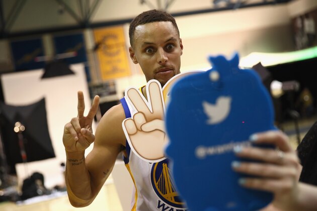 OAKLAND, CA - SEPTEMBER 26:  Stephen Curry #30 of the Golden State Warriors poses for the Warriors' social media team during the Golden State Warriors Media Day at the Warriors Practice Facility on September 26, 2016 in Oakland, California.  (Photo by Ezra Shaw/Getty Images)