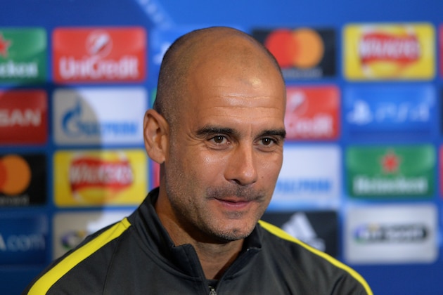 GLASGOW, SCOTLAND - SEPTEMBER 27: Manchester City manager Pep Guardiola speaks to the media ahead of the UEFA Champions League match between Celtic FC and Manchester City FC at Celtic Park on September 27, 2016 in Glasgow, Scotland. (Photo by Mark Runnacles/Getty Images)