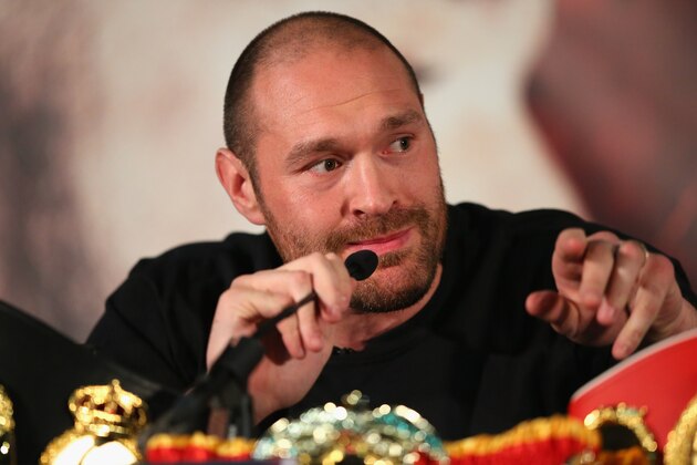 MANCHESTER, ENGLAND - APRIL 27:  Tyson Fury looks on during a press conference ahead of his fight with Wladimir Klitschko at the Manchester Arena on April 27, 2016 in Manchester, England.  (Photo by Alex Livesey/Getty Images)
