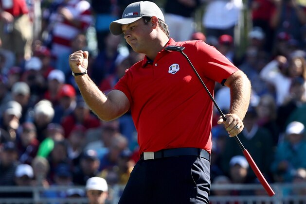 CHASKA, MN - SEPTEMBER 30:  Patrick Reed of the United States reacts after a putt on the third hole during afternoon fourball matches of the 2016 Ryder Cup at Hazeltine National Golf Club on September 30, 2016 in Chaska, Minnesota.  (Photo by Sam Greenwood/Getty Images)