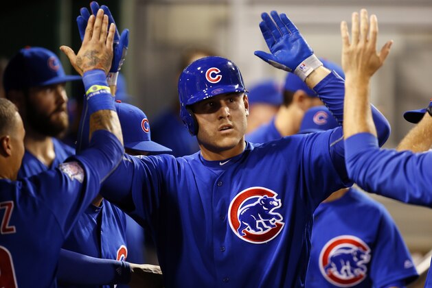PITTSBURGH, PA - JULY 08: Anthony Rizzo #44 of the Chicago Cubs celebrates after hitting a solo home run in the seventh inning during the game against the Pittsburgh Pirates at PNC Park on July 8, 2016 in Pittsburgh, Pennsylvania. (Photo by Justin K. Aller/Getty Images) PITTSBURGH, PA - JULY 08: Anthony Rizzo #44 of the Chicago Cubs celebrates after hitting a solo home run in the seventh inning during the game against the Pittsburgh Pirates at PNC Park on July 8, 2016 in Pittsburgh, Pennsylvania. (Photo by Justin K. Aller/Getty Images)