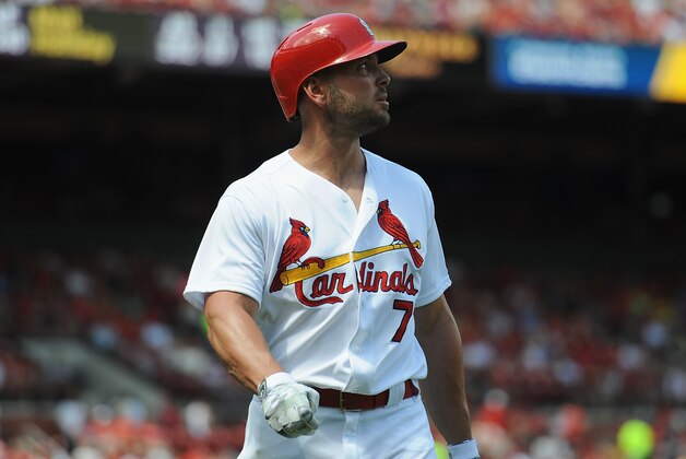 ST. LOUIS, MO - AUGUST 7: Matt Holliday #7 during a game against the Atlanta Braves at Busch Stadium on August 7, 2016 in St. Louis, Missouri.  (Photo by Michael Thomas/Getty Images)