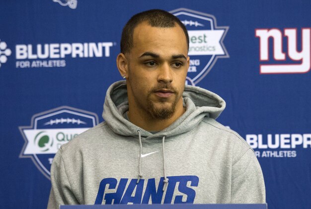 May 6, 2016; East Rutherford, NJ, USA; New York Giants safety Darian Thompson (27) during rookie minicamp at Quest Diagnostics Training Center. Mandatory Credit: William Hauser-USA TODAY Sports