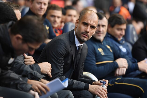 LONDON, ENGLAND - OCTOBER 02: Josep Guardiola, Manager of Manchester City takes his seat on the bench prior to kick off during the Premier League match between Tottenham Hotspur and Manchester City at White Hart Lane on October 2, 2016 in London, England.  (Photo by Shaun Botterill/Getty Images)