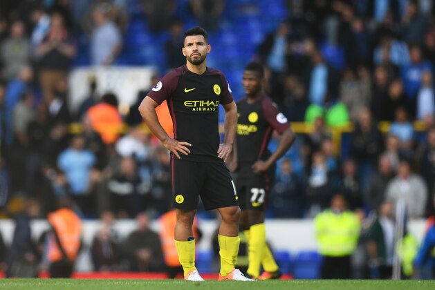 LONDON, ENGLAND - OCTOBER 02: Sergio Aguero of Manchester City shows dejection after the final whistle during the Premier League match between Tottenham Hotspur and Manchester City at White Hart Lane on October 2, 2016 in London, England.  (Photo by Dan Mullan/Getty Images)