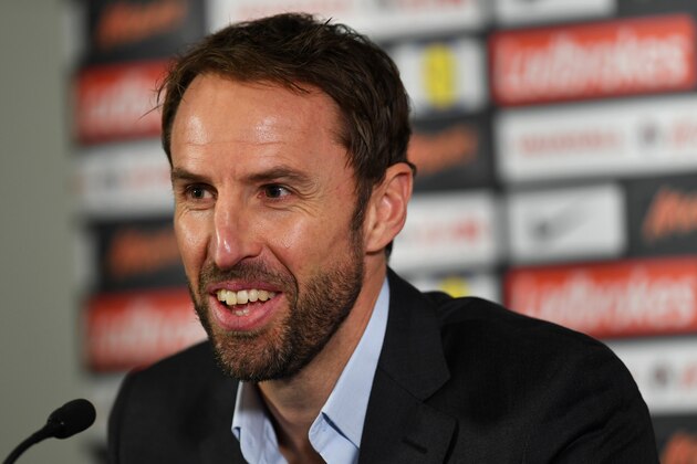 BURTON-UPON-TRENT, ENGLAND - OCTOBER 03:  Interim England manager, Gareth Southgate smiles during an England press conference at St George's Park on October 3, 2016 in Burton-upon-Trent, England.  (Photo by Laurence Griffiths/Getty Images)