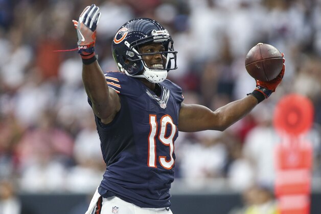 Sep 11, 2016; Houston, TX, USA; Chicago Bears wide receiver Eddie Royal (19) celebrates after scoring a touchdown during the second quarter against the Houston Texans at NRG Stadium. Mandatory Credit: Troy Taormina-USA TODAY Sports