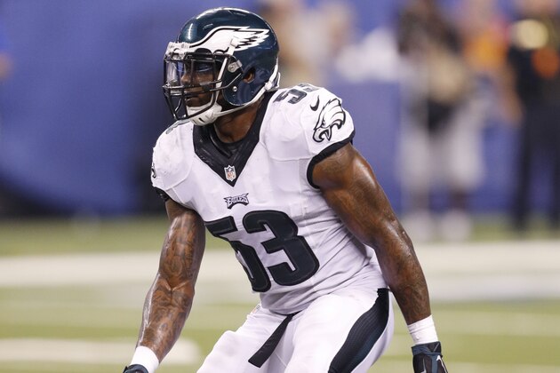 INDIANAPOLIS, IN - AUGUST 27: Nigel Bradham #53 of the Philadelphia Eagles in action against the Indianapolis Colts during a preseason NFL game at Lucas Oil Stadium on August 27, 2016 in Indianapolis, Indiana. (Photo by Joe Robbins/Getty Images) INDIANAPOLIS, IN - AUGUST 27: Nigel Bradham #53 of the Philadelphia Eagles in action against the Indianapolis Colts during a preseason NFL game at Lucas Oil Stadium on August 27, 2016 in Indianapolis, Indiana. (Photo by Joe Robbins/Getty Images)