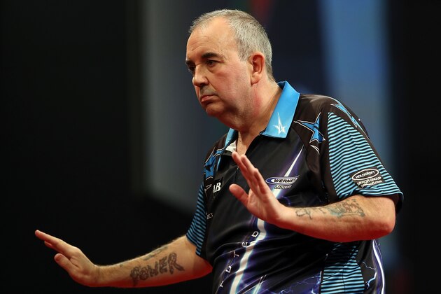 AUCKLAND, NEW ZEALAND - AUGUST 30:  Phil Taylor reacts during during the Auckland Darts Masters at The Trusts Arena on August 30, 2015 in Auckland, New Zealand.  (Photo by Michael Bradley/Getty Images)