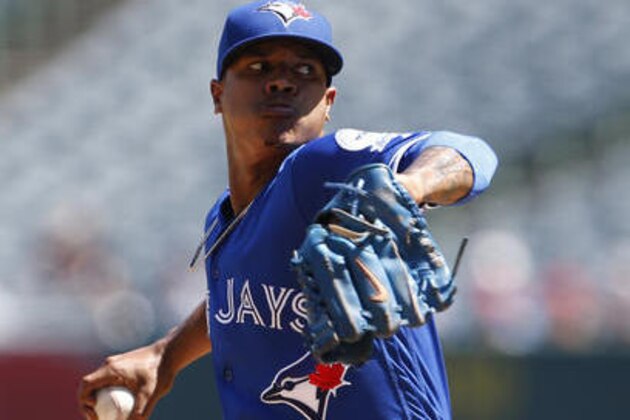 Toronto Blue Jays pitcher Marcus Stroman throws to the plate in the first inning of a baseball game against the Los Angeles Angels in Anaheim, Calif., Sunday, Sept. 18, 2016. (AP Photo/Christine Cotter) Toronto Blue Jays pitcher Marcus Stroman throws to the plate in the first inning of a baseball game against the Los Angeles Angels in Anaheim, Calif., Sunday, Sept. 18, 2016. (AP Photo/Christine Cotter)
