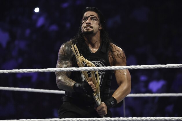 MIAMI, FL- SEPTEMBER 01: Roman Reigns looks on during the WWE Smackdown on September 1, 2015 at the American Airlines Arena in Miami, Florida.  (Photo by Ron ElkmanSports Imagery/Getty Images)