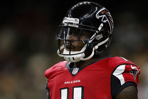 NEW ORLEANS, LA - SEPTEMBER 26: Julio Jones #11 of the Atlanta Falcons reacts during a game against the New Orleans Saints at the Mercedes-Benz Superdome on September 26, 2016 in New Orleans, Louisiana.  (Photo by Jonathan Bachman/Getty Images)