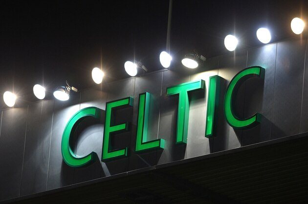 GLASGOW, SCOTLAND - SEPTEMBER 19:  The floodlit sign at at Celtic Park during the UEFA Champions League group stage match between Celtic FC and SL Benfica on September 19, 2012 at Celtic Park in Glasgow, Scotland.  (Photo by Mark Runnacles/EuroFootball/Getty Images)