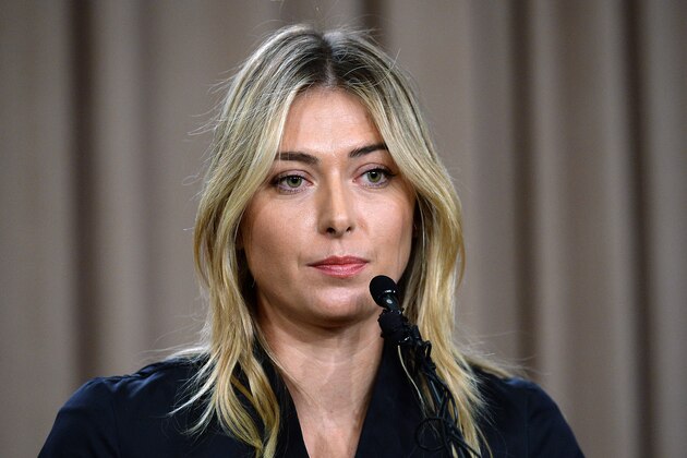 LOS ANGELES, CA - MARCH 7: Tennis player Maria Sharapova addresses the media regarding a failed drug test at the Australian Open at The LA Hotel Downtown on March 7, 2016 in Los Angeles, California. Sharapova, a five-time major champion, is currently the 7th ranked player on the WTA tour. Sharapova, withdrew from this week's BNP Paribas Open at Indian Wells due to injury. (Photo by Kevork Djansezian/Getty Images)