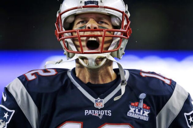 FILE  - In this Sept. 10, 2015 file photo, New England Patriots quarterback Tom Brady  yells as he takes the field before the first game of the season against the Pittsburgh Steelers in Foxborough, Mass. A lot has happened in the first month of the 2016 season since Tom Brady began his four-game suspension. He is eligible to return to the team on Monday, Oct. 3, 2016. (AP Photo/Charles Krupa, File)