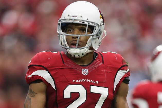 GLENDALE, AZ - SEPTEMBER 18:  Defensive back Tyvon Branch #27 of the Arizona Cardinals during the NFL game against the Tampa Bay Buccaneers at the University of Phoenix Stadium on September 18, 2016 in Glendale, Arizona. The Cardinals defeated the Buccaneers  40-7.  (Photo by Christian Petersen/Getty Images)