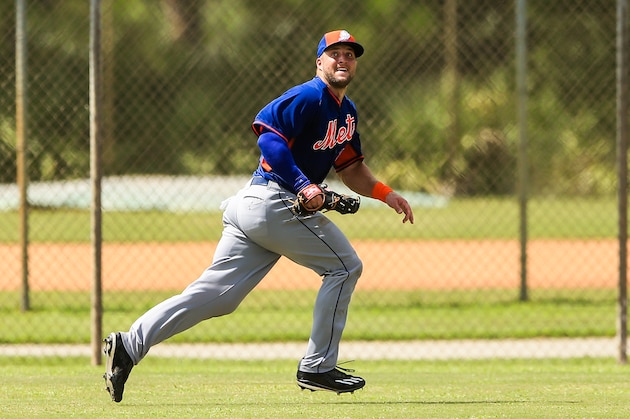 PORT ST. LUCIE, FL - SEPTEMBER 20: Tim Tebow #15 of the New York Mets works out at an instructional league day at Tradition Field on September 20, 2016 in Port St. Lucie, Florida. (Photo by Rob Foldy/Getty Images)