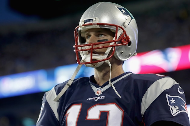 CHARLOTTE, NC - AUGUST 26:   Tom Brady #12 of the New England Patriots looks on against the Carolina Panthers during their game at Bank of America Stadium on August 26, 2016 in Charlotte, North Carolina.  (Photo by Streeter Lecka/Getty Images)