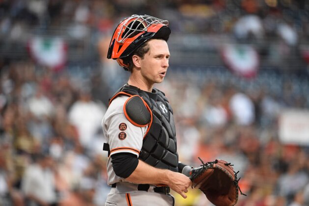 SAN DIEGO, CALIFORNIA - SEPTEMBER 24:  Buster Posey #28 of the San Francisco Giants plays during a baseball game against the San Diego Padres at PETCO Park on September 24, 2016 in San Diego, California.  (Photo by Denis Poroy/Getty Images)