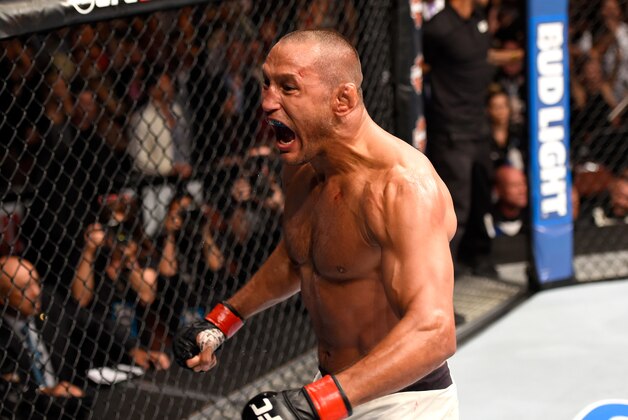 INGLEWOOD, CA - JUNE 04:  Dan Henderson celebrates after his knockout in the second round against Hector Lombard in their middleweight bout during the UFC 199 event at The Forum on June 4, 2016 in Inglewood, California.  (Photo by Josh Hedges/Zuffa LLC/Zuffa LLC via Getty Images)