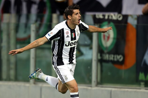 ROME, ITALY - MAY 21: Alvaro Morata of Juventus FC celebrates after scoring a goal during the TIM Cup match between AC Milan and Juventus FC at Stadio Olimpico on May 21, 2016 in Rome, Italy.  (Photo by Gabriele Maltinti/Getty Images)