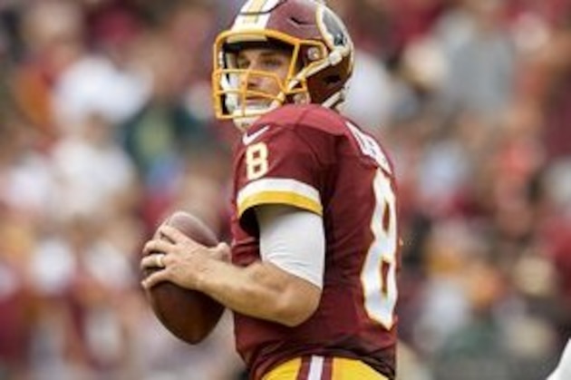 Washington Redskins quarterback Kirk Cousins (8) drops back to pass during an NFL football game Sunday, October 2, 2016, in Landover, Maryland  The Redskins defeated the Browns 31-20. (Doug Kapustin/AP Images for Panini)