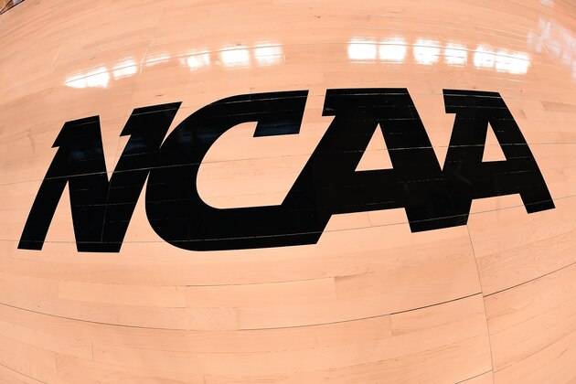 INDIANAPOLIS, IN - APRIL 04: A view of the NCAA logo during the NCAA Men's Final Four Semifinal at Lucas Oil Stadium on April 4, 2015 in Indianapolis, Indiana. (Photo by Lance King/Getty Images)