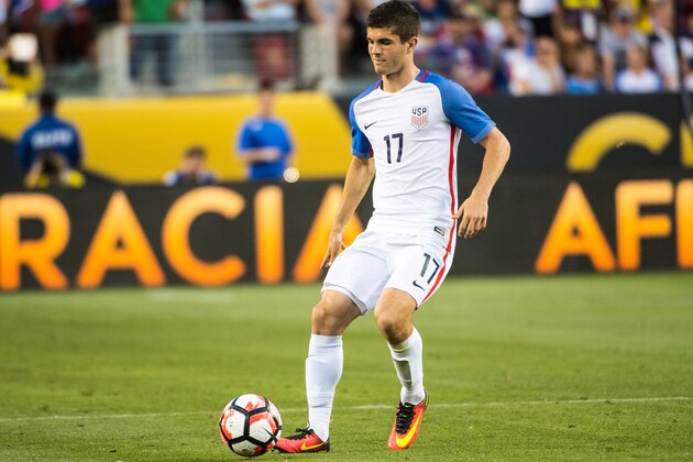 SANTA CLARA, CA - JUNE 3: Christian Pulisic #17 of United States during the Copa America Centenario Group A match between the United States and Columbia at Levi's Stadium on June 3, 2016 in Santa Clara, California.  Colombia won the match 2-0 (Photo by Shaun Clark/Getty Images)