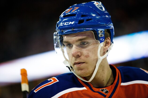 EDMONTON, AB - MARCH 18:  Connor McDavid #97 of the Edmonton Oilers skates against the Vancouver Canucks on March 18, 2016 at Rexall Place in Edmonton, Alberta, Canada. (Photo by Codie McLachlan/Getty Images)
