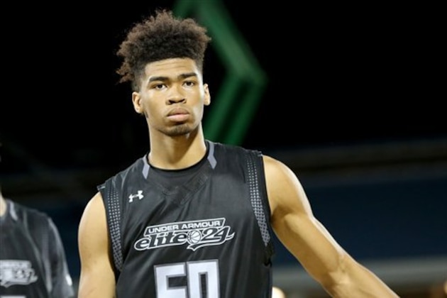 Team Drive''s  Nick Richards #50 warms up against Team Clutch in the Under Armour Elite 24 game on Saturday, August 20, 2016 in Brooklyn, NY.  (AP Photo/Gregory Payan)