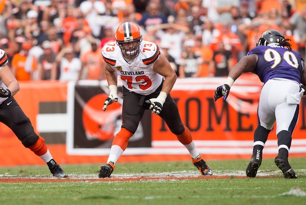 Sep 18, 2016; Cleveland, OH, USA; Cleveland Browns tackle Joe Thomas (73) during the second half against the Baltimore Ravens at FirstEnergy Stadium. The Ravens defeated the Browns 25-20. Mandatory Credit: Scott R. Galvin-USA TODAY Sports