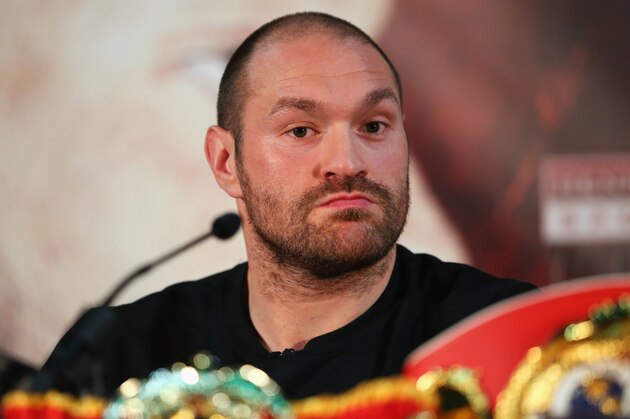 MANCHESTER, ENGLAND - APRIL 27:  Reigning WBO, WBA and IBO heavyweight champion Tyson Fury looks on during Tyson Fury and Wladimir Klitschko head to head press conference at Manchester Arena on April 27, 2016 in Manchester, England. Fury v Klitschko Part 2 will take place in Manchester on July 9 for the WBO, WBA and IBO heavyweight belts.  (Photo by Alex Livesey/Getty Images)