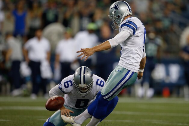 SEATTLE, WA - AUGUST 25:  Kicker Dan Bailey #5 of the Dallas Cowboys kicks a field goal against the Seattle Seahawks during the preseason game at CenturyLink Field on August 25, 2016 in Seattle, Washington.  (Photo by Otto Greule Jr/Getty Images)