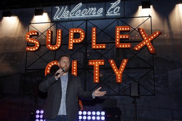 IMAGE DISTRIBUTED FOR 2K - WWE 2K17 Executive Producer Mark Little speaks at the WWE 2K17 SummerSlam Kickoff Event in New York, on Friday, Aug. 19, 2016. (Adam Hunger/AP Images for 2K)