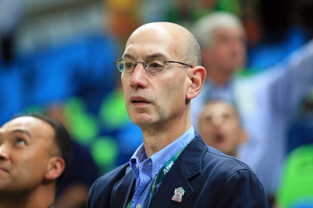 RIO DE JANEIRO, BRAZIL - AUGUST 21:  Adam Silver, Commissioner of the NBA looks on during the Men's Gold medal game between Serbia and the USA on Day 16 of the Rio 2016 Olympic Games at Carioca Arena 1 on August 21, 2016 in Rio de Janerio, Brazil.  (Photo by Vaughn Ridley/Getty Images)