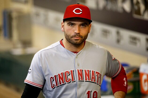MILWAUKEE, WI - SEPTEMBER 23:  Joey Votto #19 of the Cincinnati Reds walks through the dugout before the game against the Milwaukee Brewers at Miller Park on September 23, 2016 in Milwaukee, Wisconsin. (Photo by Dylan Buell/Getty Images)
